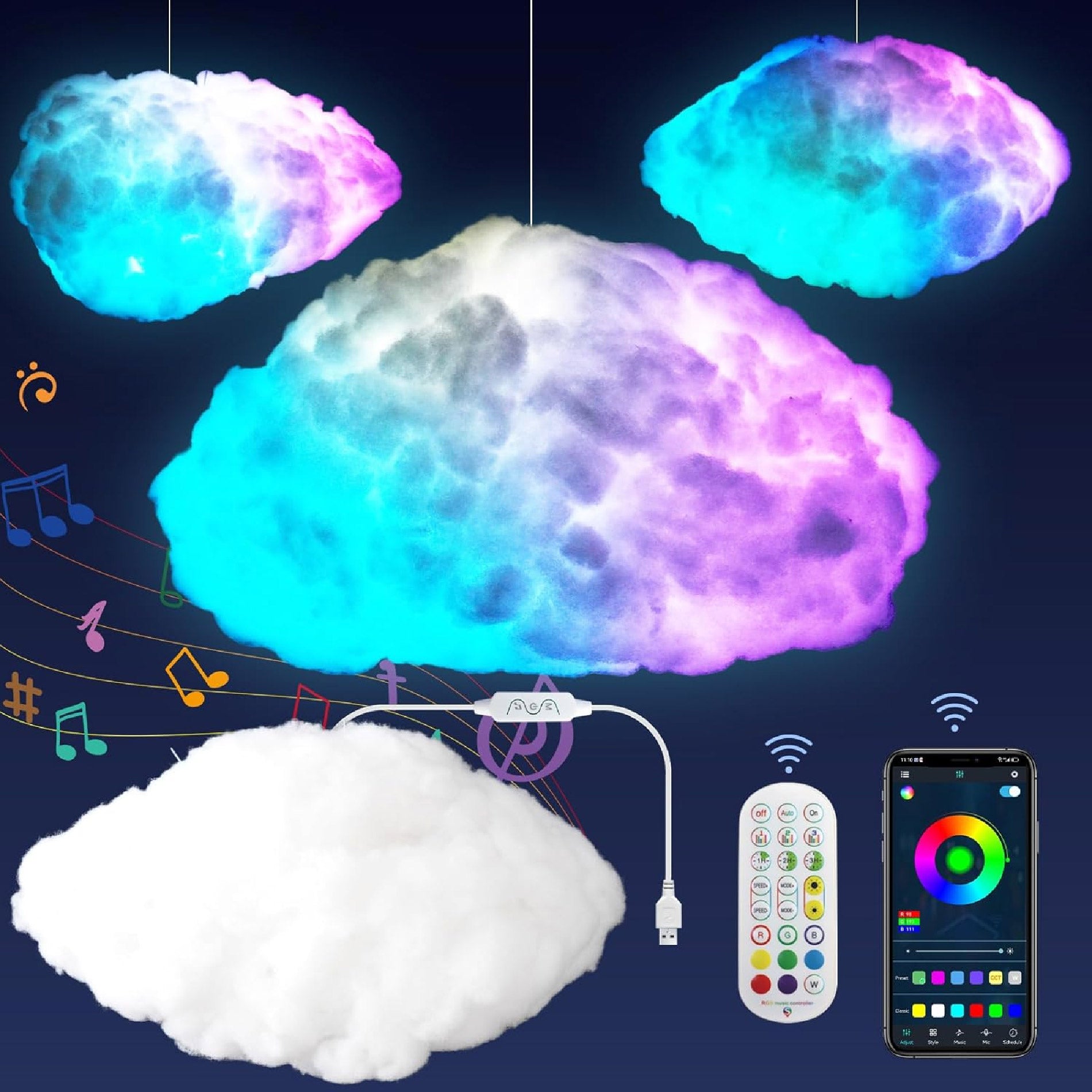 Lampara Decorativa De Nube RGB